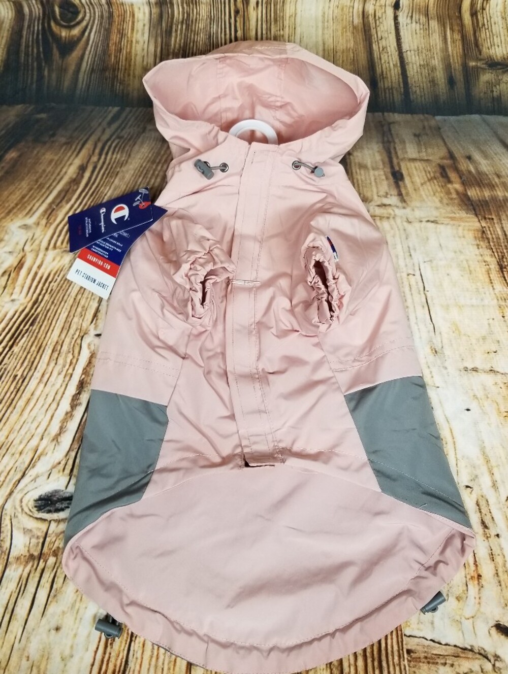 Champion NWT Pink & Gray Pet Stadium Jacket Dog Large Water Resistant Raincoat
